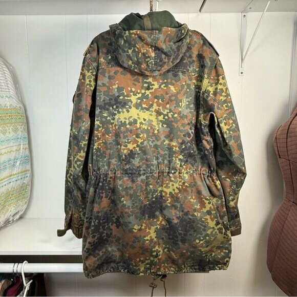 Vintage (1994) Hooded German Bundeswehr Flecktarn Camo Field Jacket Unisex XL - Picture 2 of 15